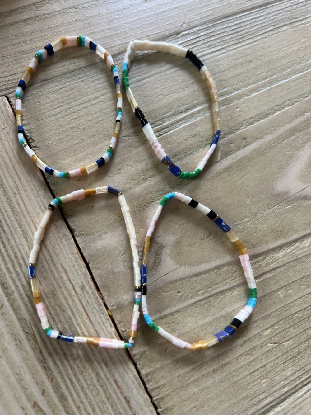 4 Anthropologie chicklet bracelets ~ like new , on stretchy bands so OSFM - Picture 4 of 4